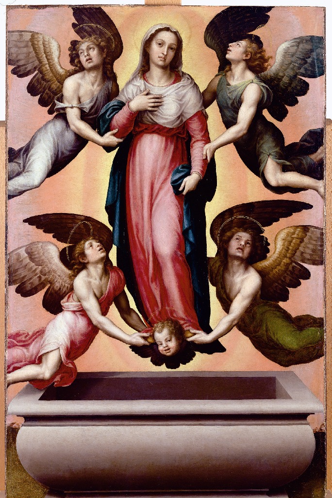 Joan De Joanes (Valencia? c.1500 – Bocairent 1579) – Assunzione di Maria - Olio su tavola 92,5x61,5cm. – Valencia, Museo De Bellas Artes