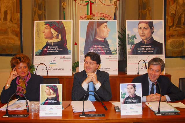 Presentazione del Genio Fiorentino 2007: da sinistra Folonari, Renzi, Domenici