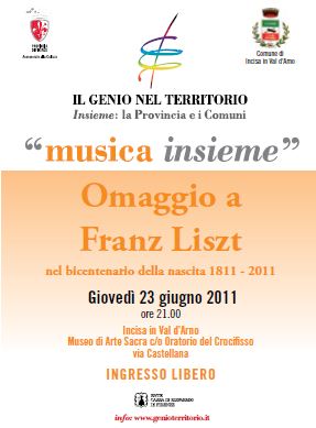 Omaggio a Franz Liszt, locandina del concerto a Incisa