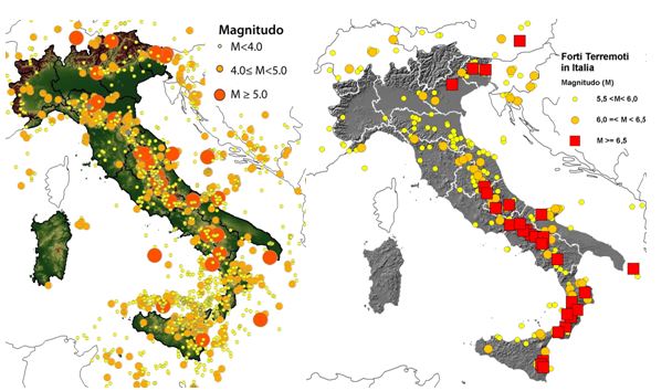 Mappe del rischio sismico in Italia