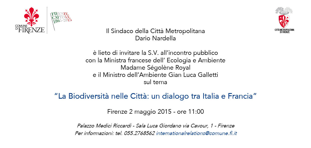 L'invito per l'incontro di sabato 2 maggio 2015 in Palazzo Medici Riccardi