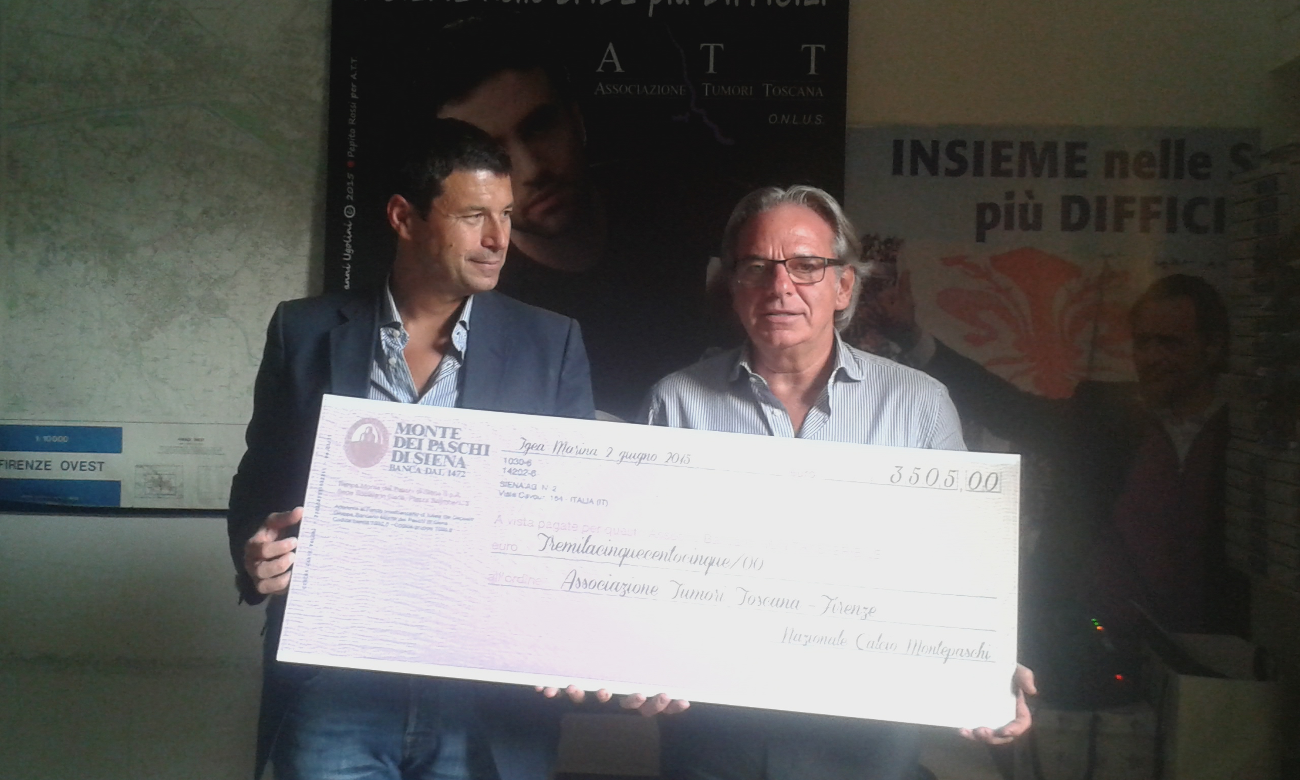 La Nazionale Calcio Montepaschi dona 3500 Euro alla ATT