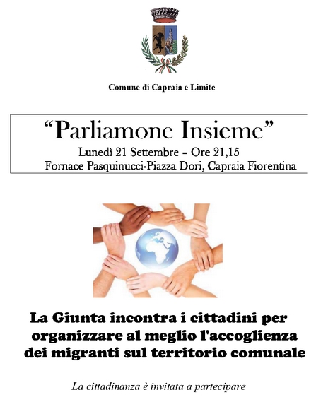 Invito all'incontro sull'Accoglienza dei migranti a Capraia e Limite