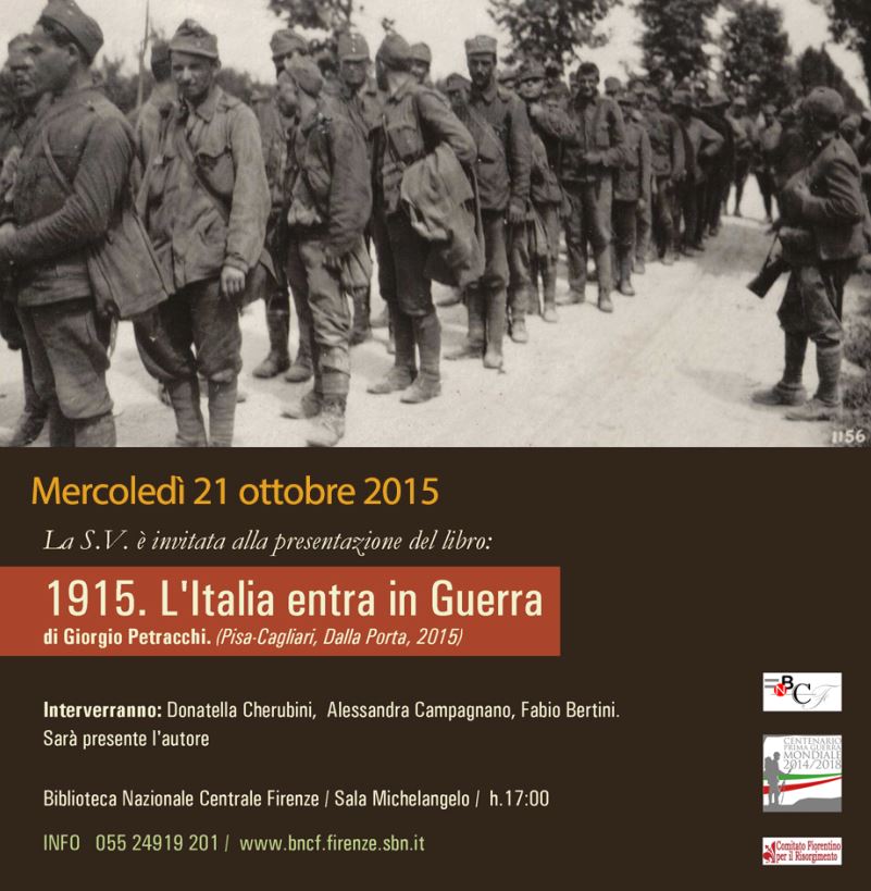 Invito alla presentazione del volume '1915. L’Italia entra in guerra'
