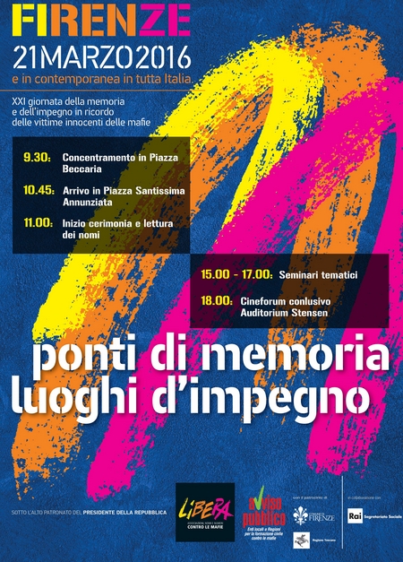 Manifesto della Giornata della Memoria e dell'Impegno in ricordo delle vittime innocenti delle mafie