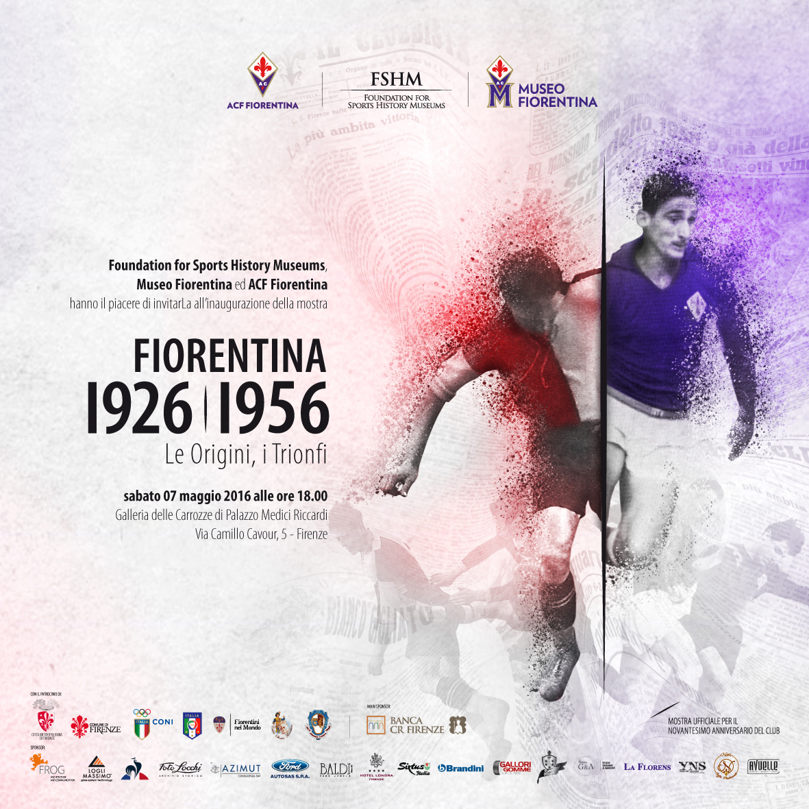 Facsimile dell'invito per la mostra di 'Fiorentina 1926/1956'