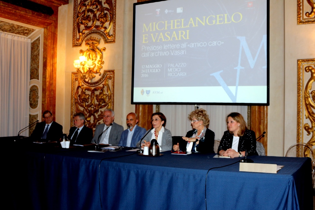 Un momento della presentazione della mostra sulla corrispondenza tra Michelangelo e Vasari (foto di Antonello Serino, redazione di Met)
