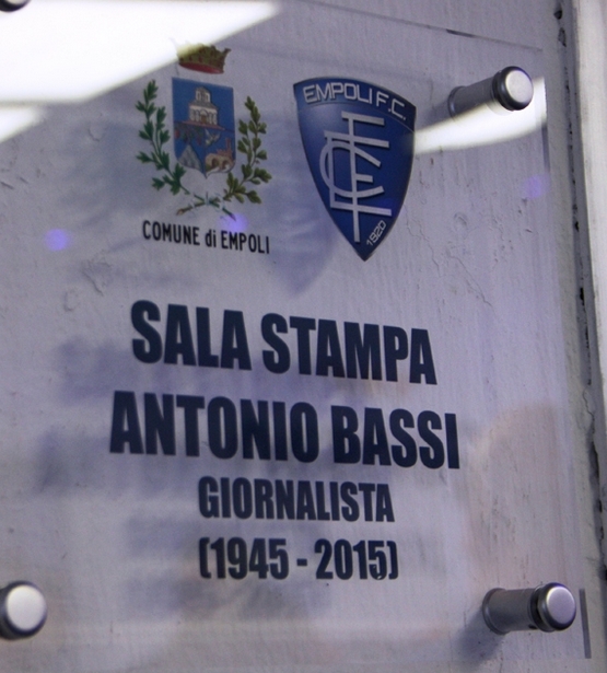Targa della Sala stampa dello stadio di Empoli intitolata a Antonio Bassi