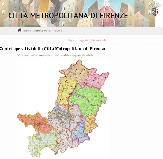 Mappa della viabilita' sul sito della Citta' Metropolitana di Firenze