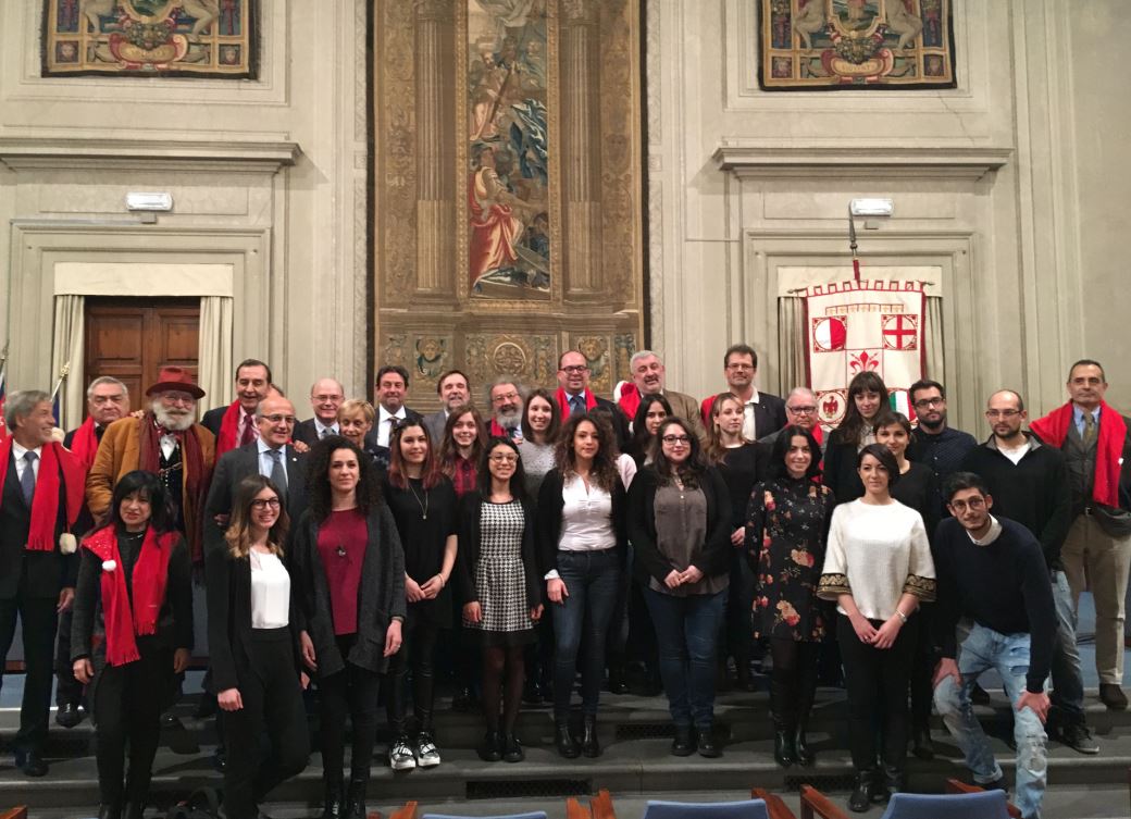 Cerimonia con la Compagnia dei Babbi Natale all'Universita' di Firenze