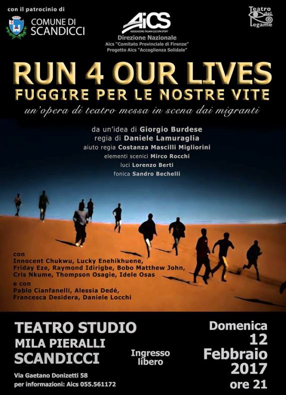 Locandina dello spettacolo 'RUN 4 OUR LIVES - Fuggire per le nostre vite'