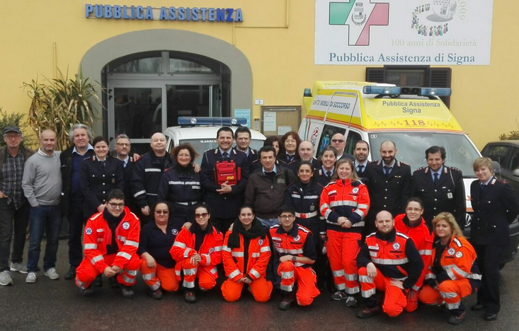 Partecipanti alla giornata di formazione all’uso del defibrillatore semi-automatico per il personale della Polizia Municipale del Comune di Signa