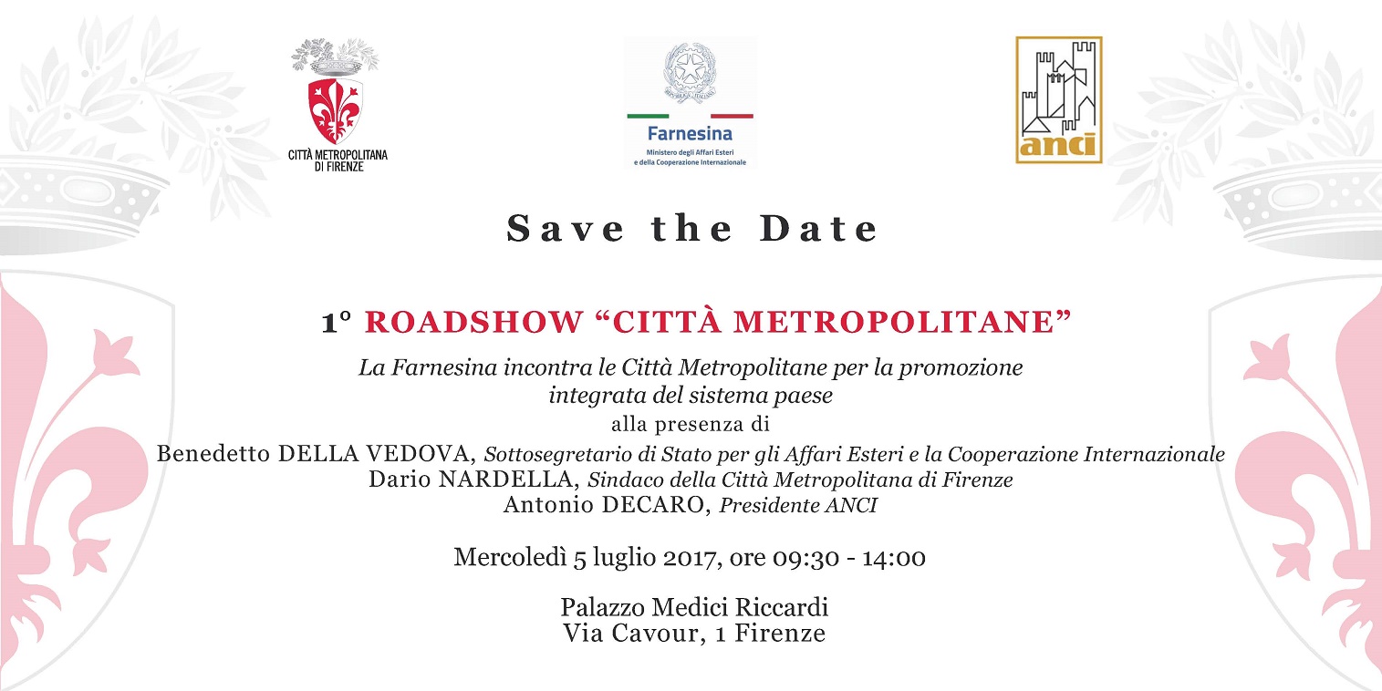 L'invito-save the date per il Primo Roadshow 'Citt Metropolitane'