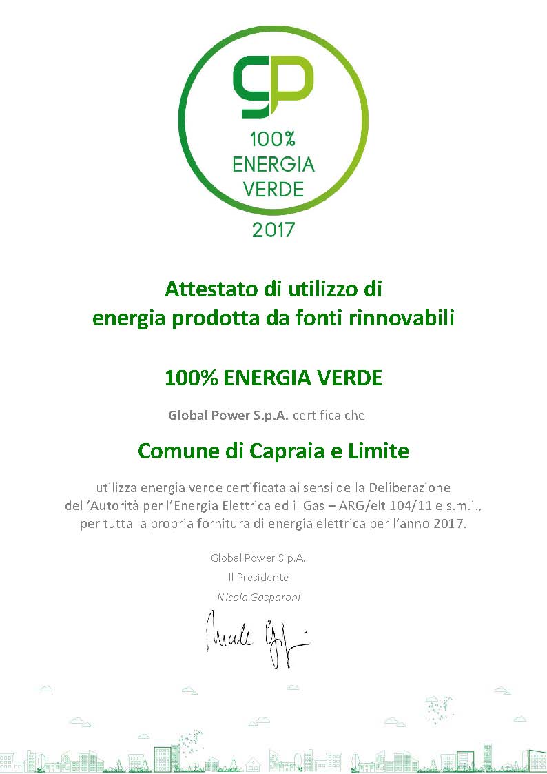 certificato energia verde 2017 CEV