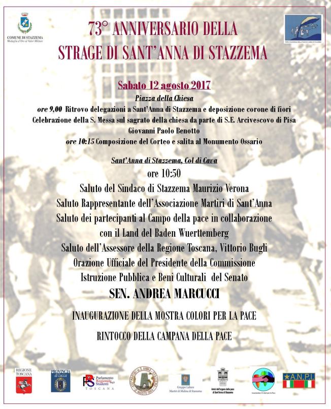 Manifesto per il 73o Anniversario della Strage di SantAnna di Stazzema