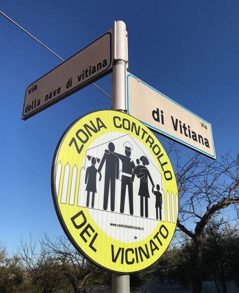 Segnaletica del Controllo del Vicinato a Vitiana