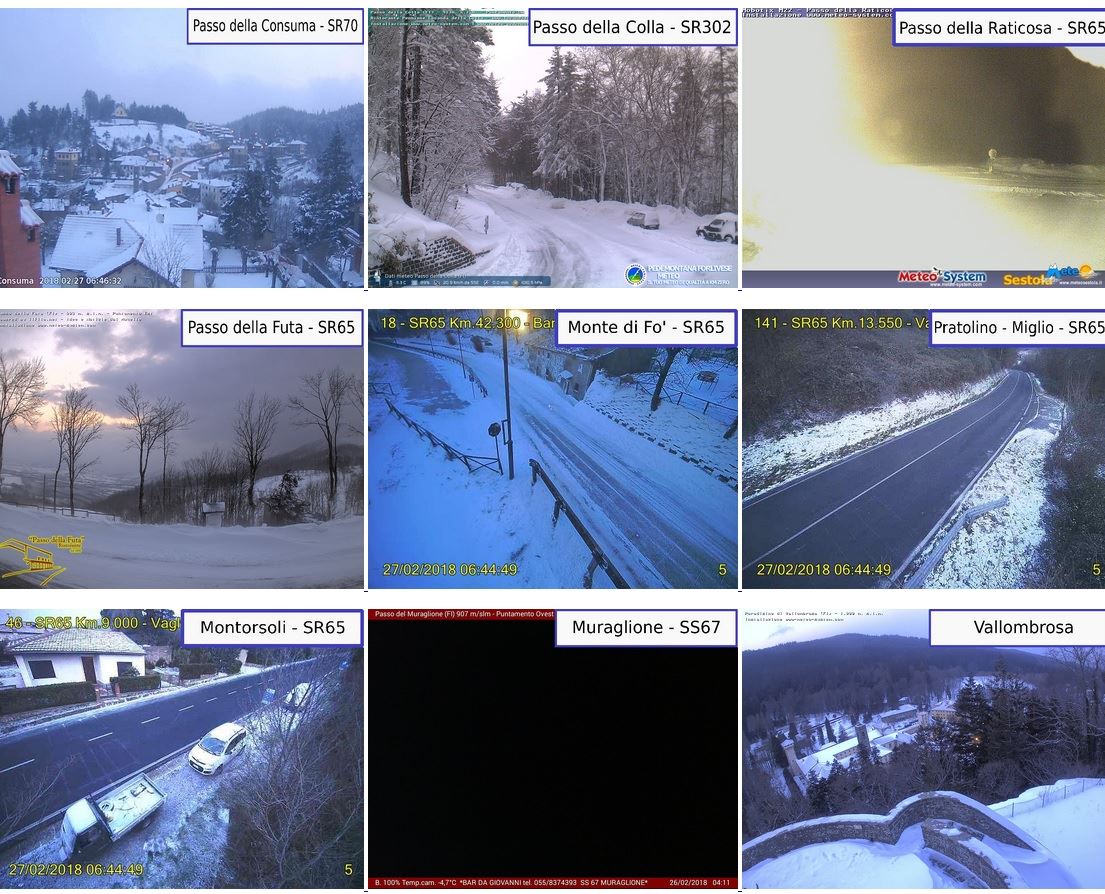 La situazione dei Passi registrata il 27 febbraio alle ore 7