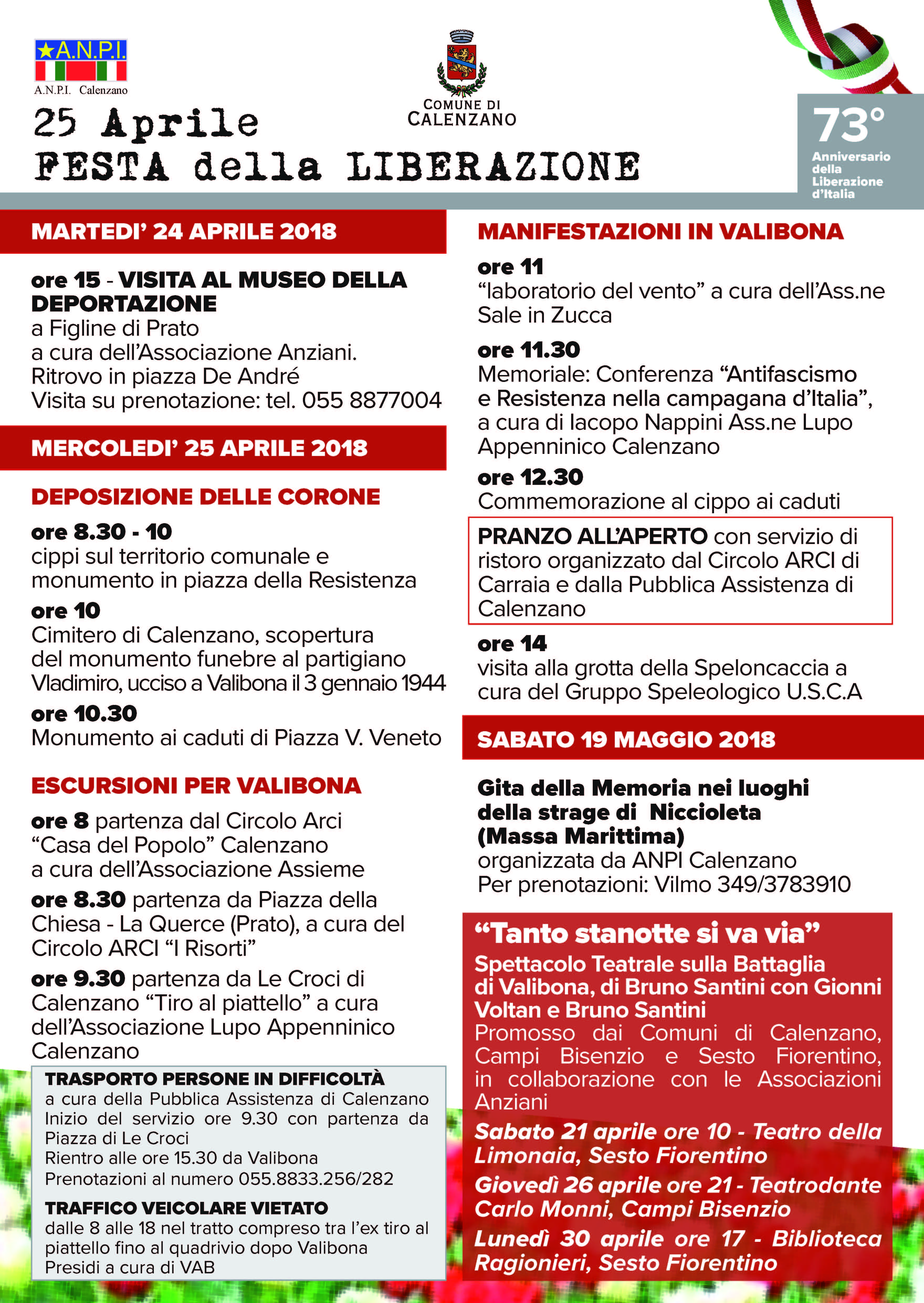 Programma della Festa della Liberazione a Calenzano