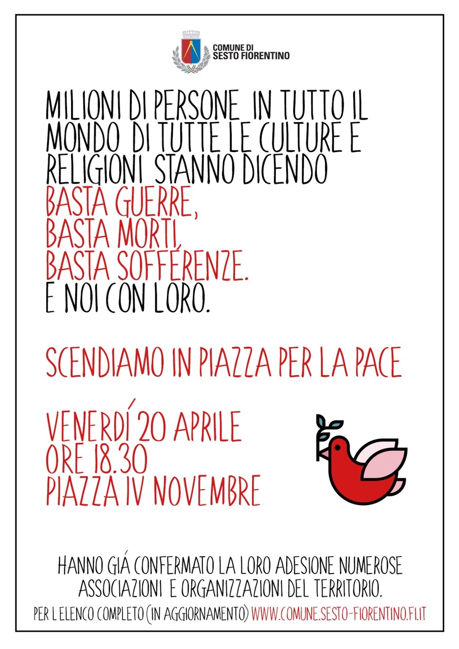 Locandina 'Scendiamo in piazza per la pace'