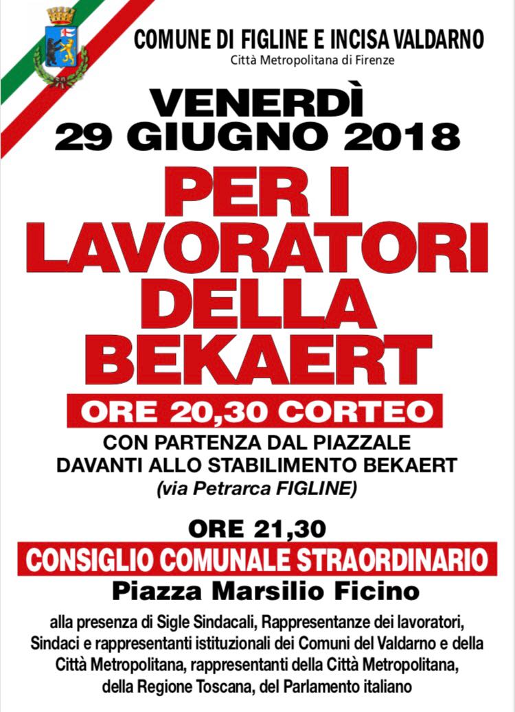 Manifesto del corteo per i lavoratori della Bekaert