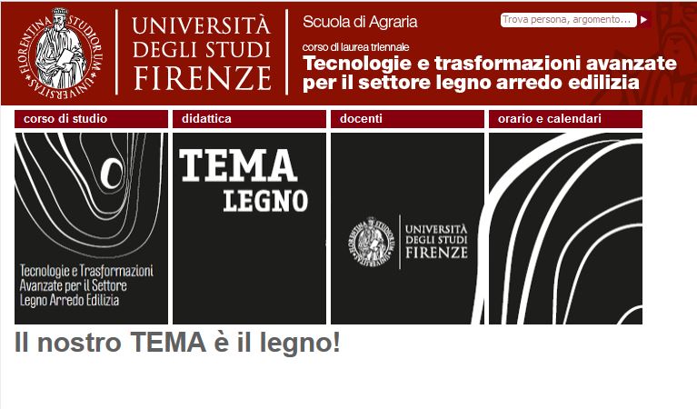 Tema Legno sul sito dell'Universita' di Firenze
