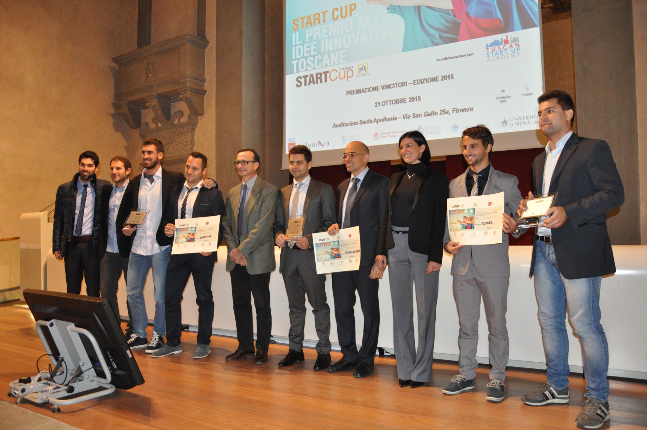 cerimonia finale della Start Cup Toscana 2015 presso l'Auditorium di Sant'Apollonia