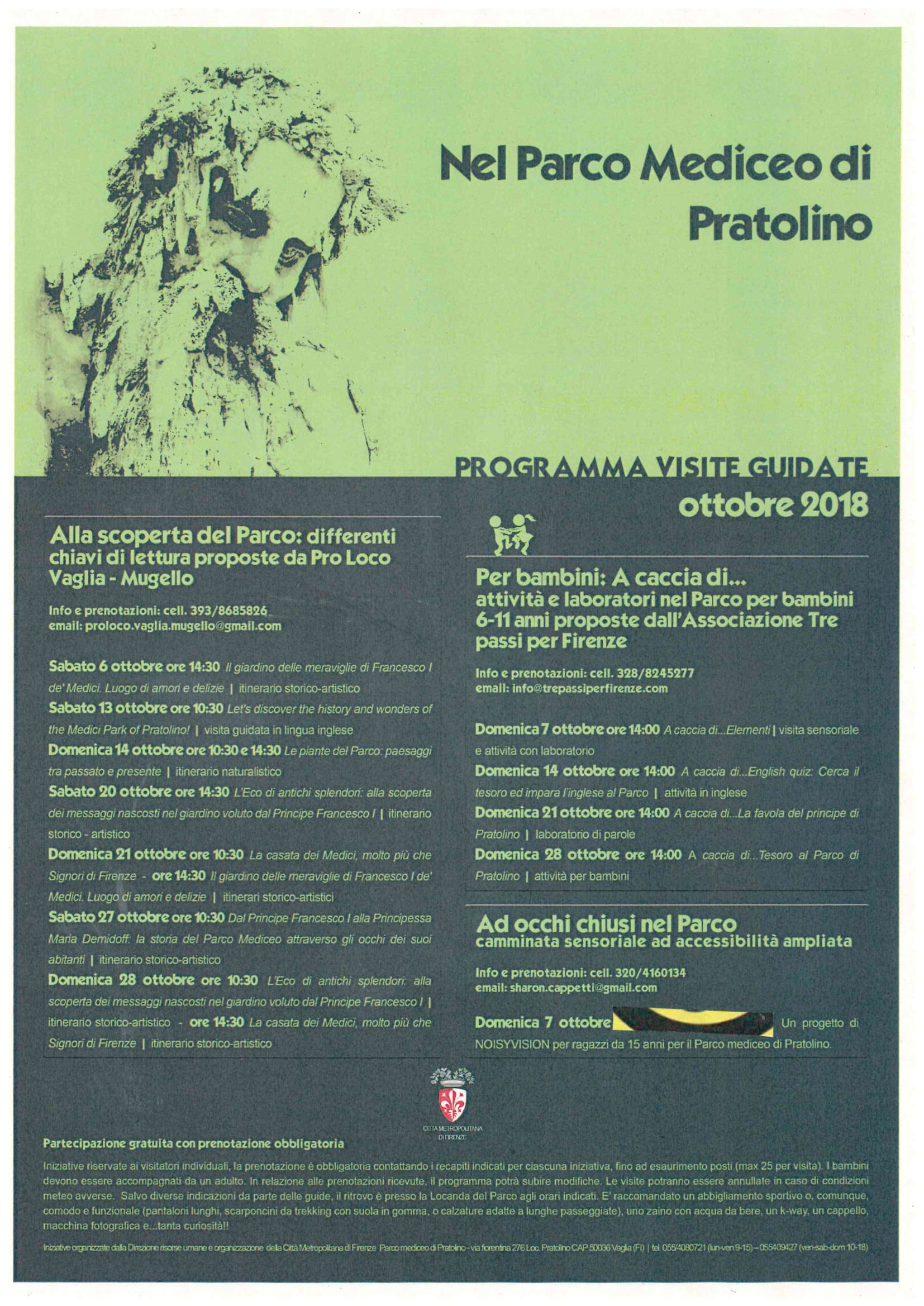 Il programma del Parco di Pratolino nel mese di ottobre 2018