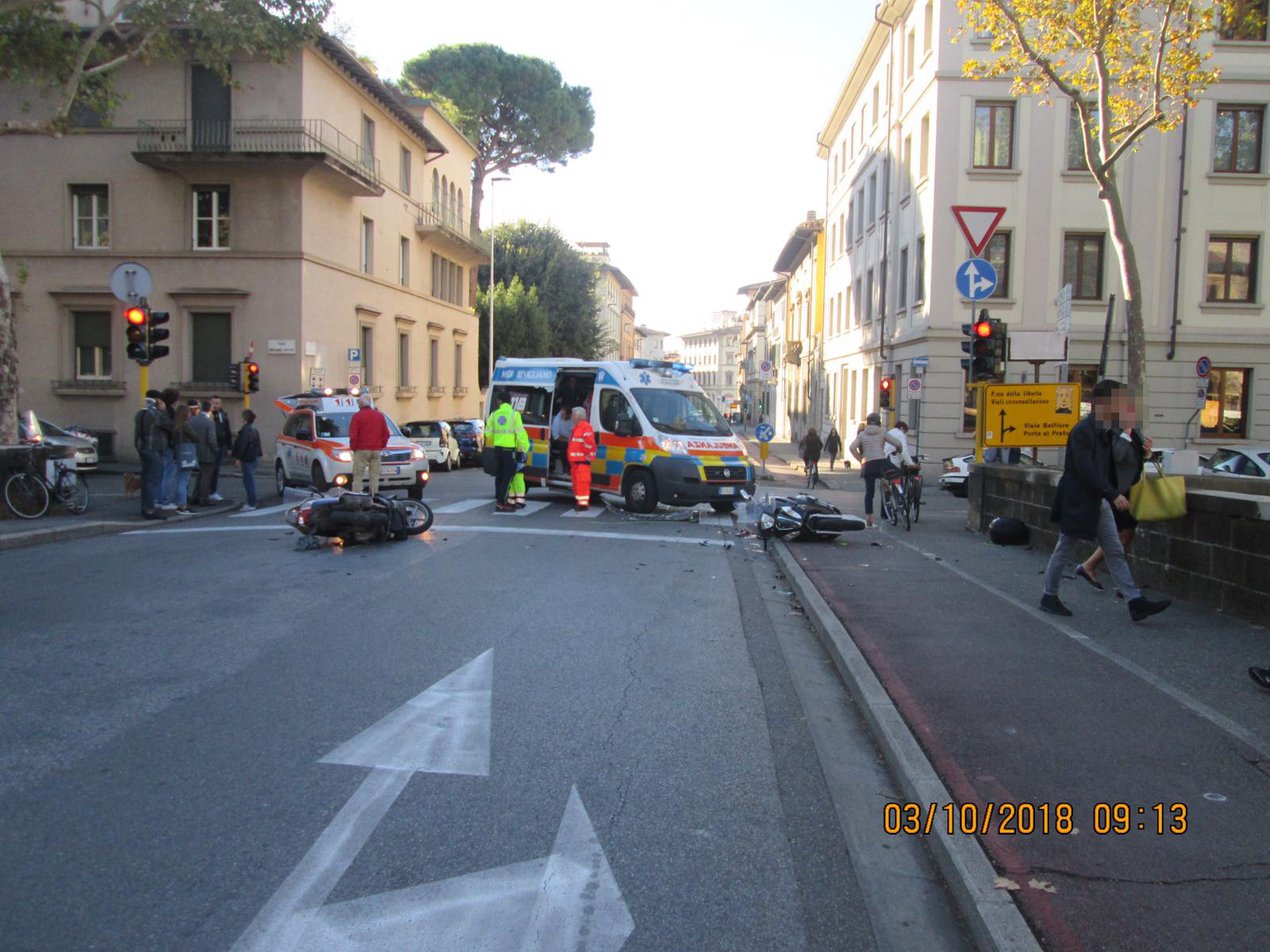 L'incidente di via XX settembre (fonte foto comunicato)