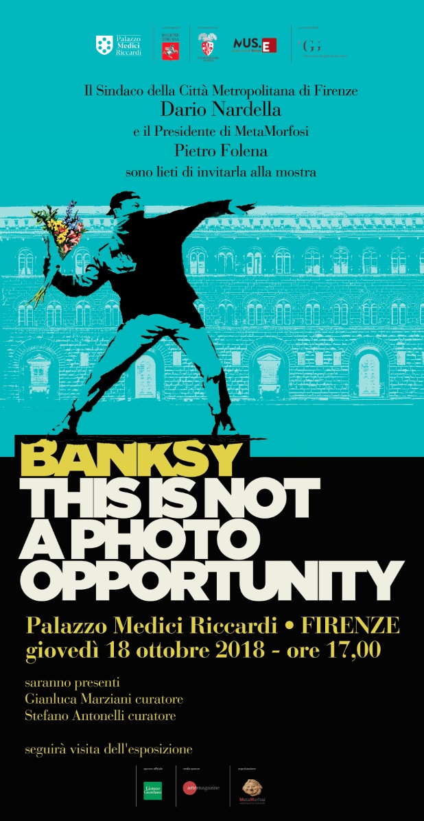 L'invito per l'inaugurazione della mostra di Banksy
