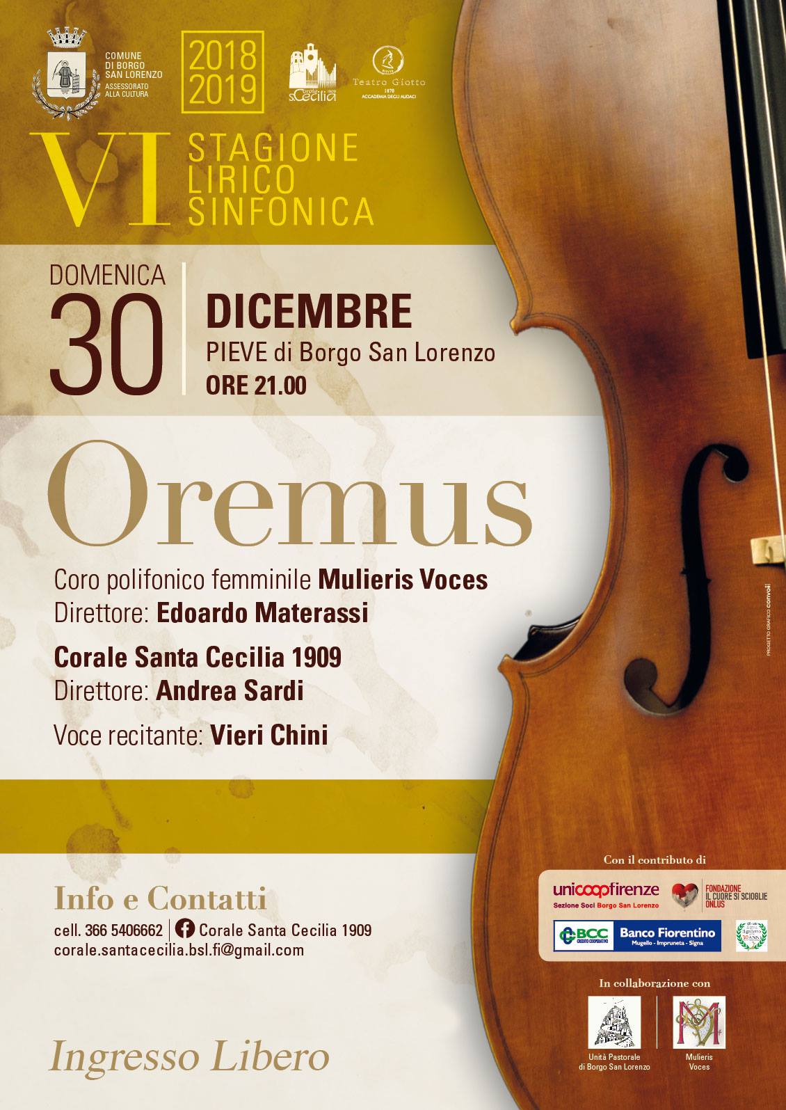 Il 30 Dicembre a Borgo lo spettacolo “Oremus” 