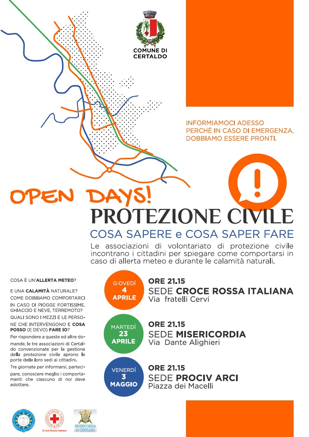 Locandina Open Days Protezione Civile a Certaldo 