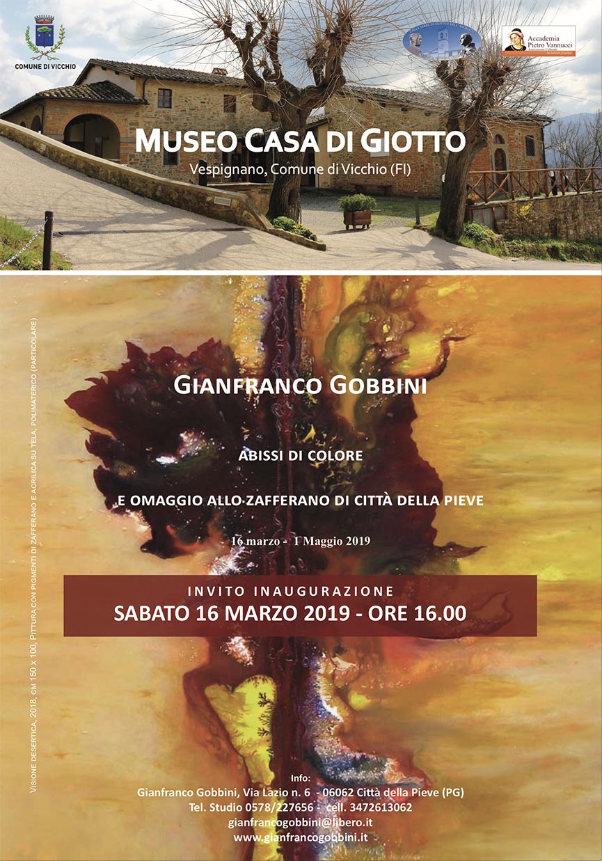 L'invito alla mostra di Gianfranco Gobbini a Vicchio (foto da comunicato)