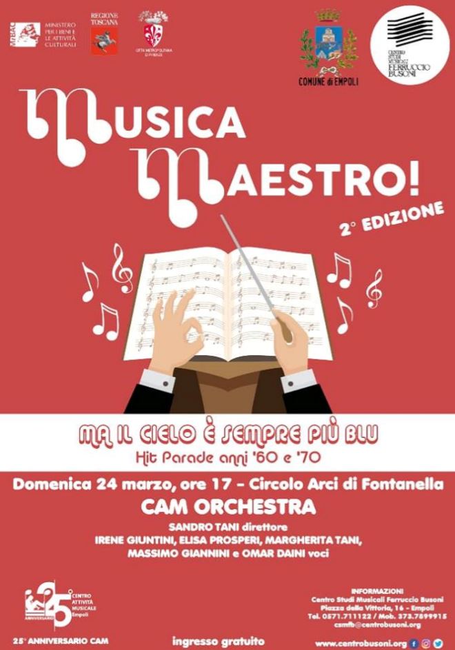 La locandina del concerto ‘Musica Maestro’ ( immagine da comunicato)