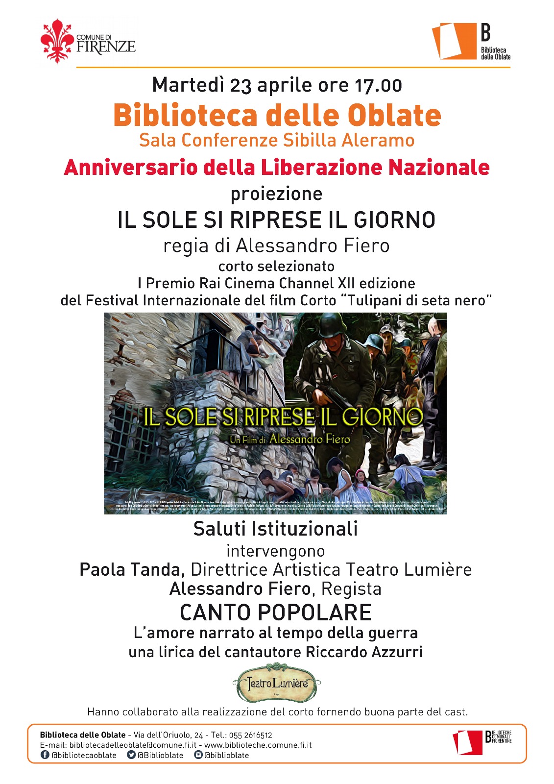 la locandina de Il sole si riprese il giorno (immagine da comunicato)