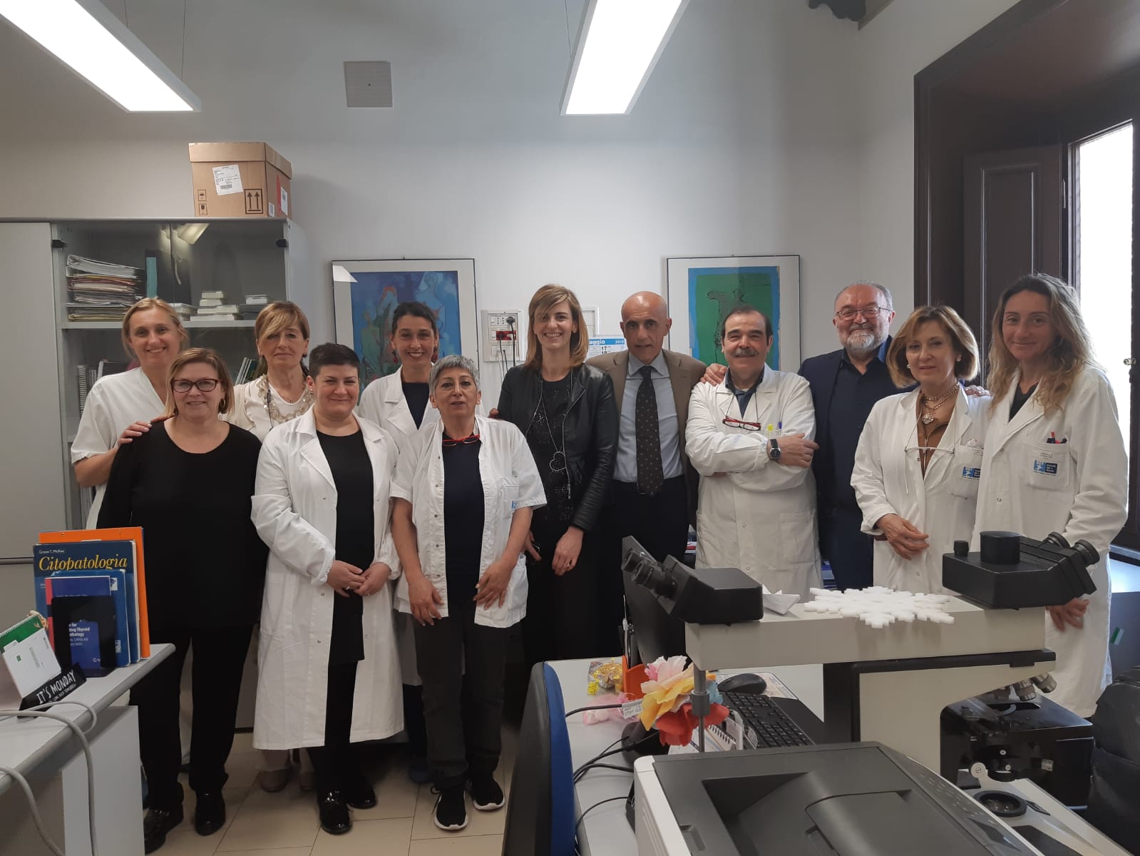 équipe di anatomia patologica con dott.ssa Sara Melani e dottor Emanuele Gori e Dott. Paolo Morello Marchese