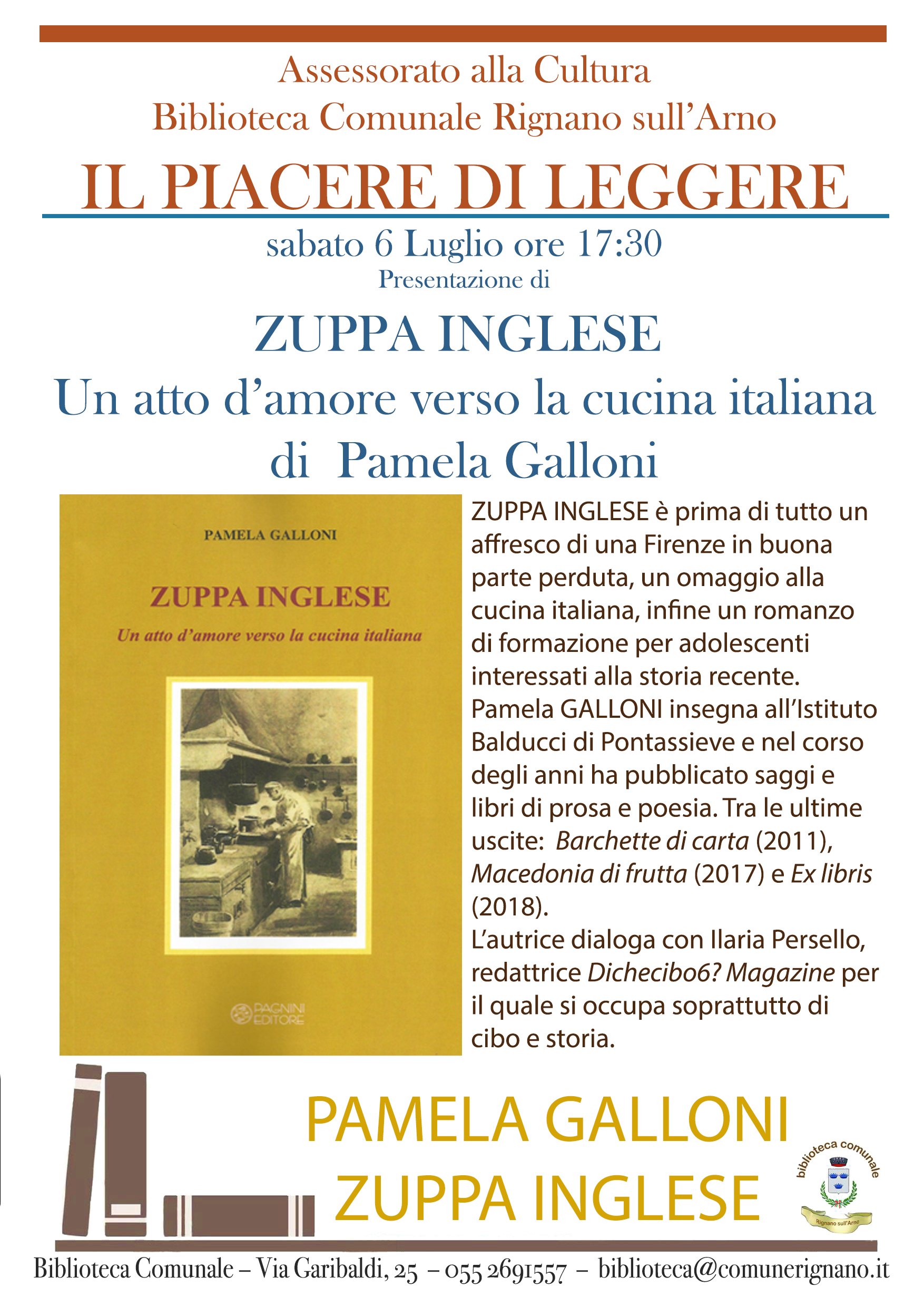 Pamela galloni alla biblioteca di Rignano (immagine da comunicato)