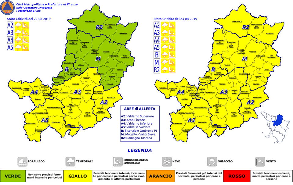 Il meteo per il 23 agosto 2019