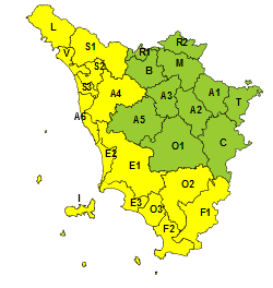 Maltempo, codice giallo per pioggia e temporali lungo costa e Maremma 