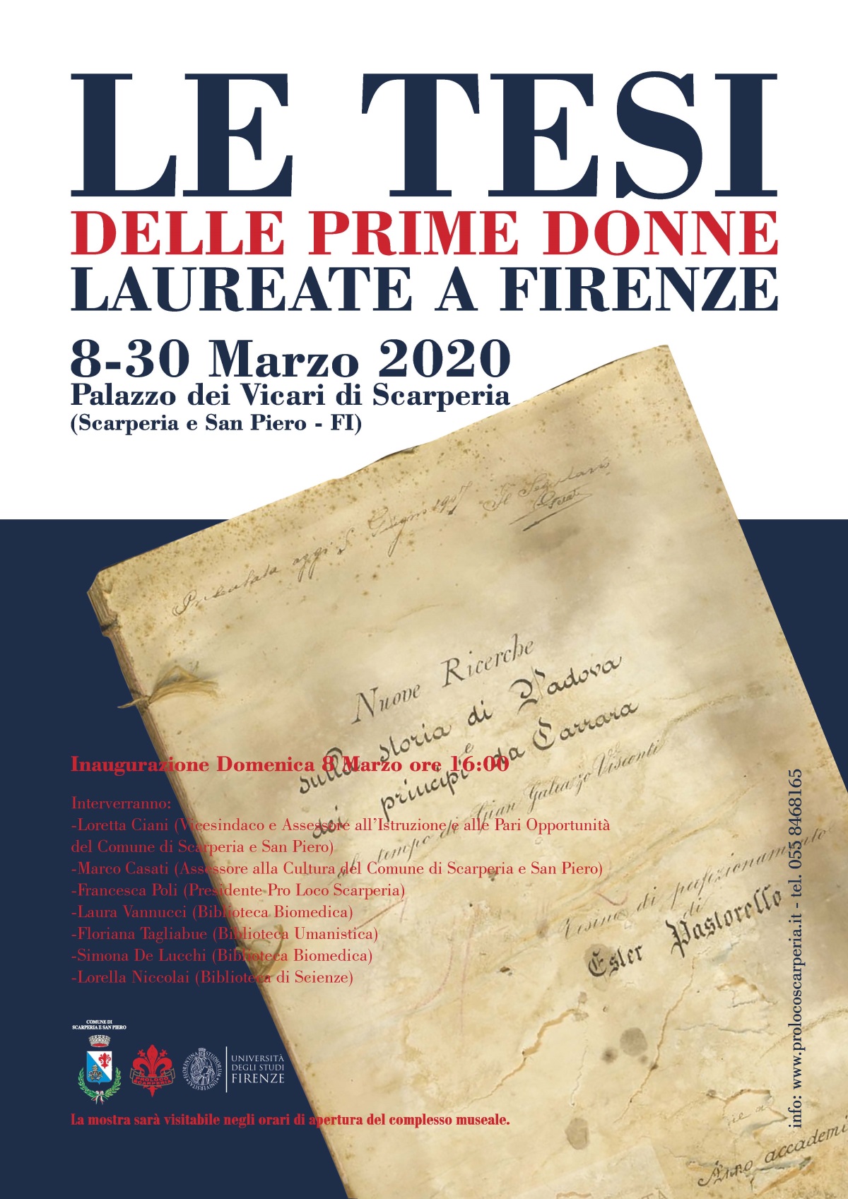 Mostra 'Le tesi delle prime donne laureate a Firenze' al Palazzo dei Vicari di Scarperia