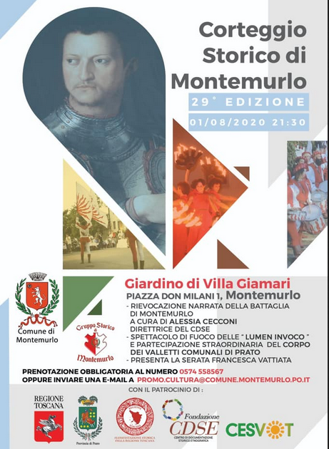 Manifesto per l'edizione 2020 del Corteggio storico di Montemurlo
