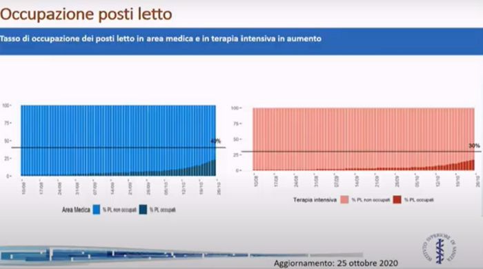 Grafici sull'occupazione di posti letto, dal sito del Ministero della Salute