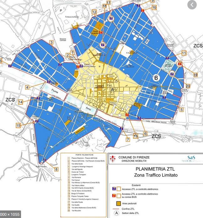 Mappa della ZTL di Firenze