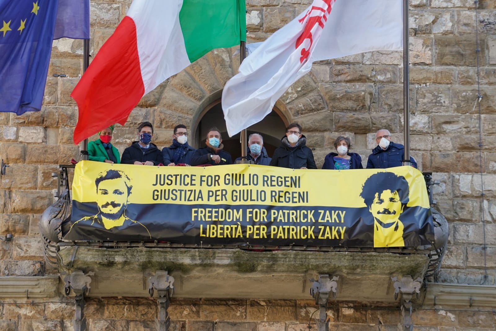Striscione per Regeni e Zaki su Palazzo Vecchio