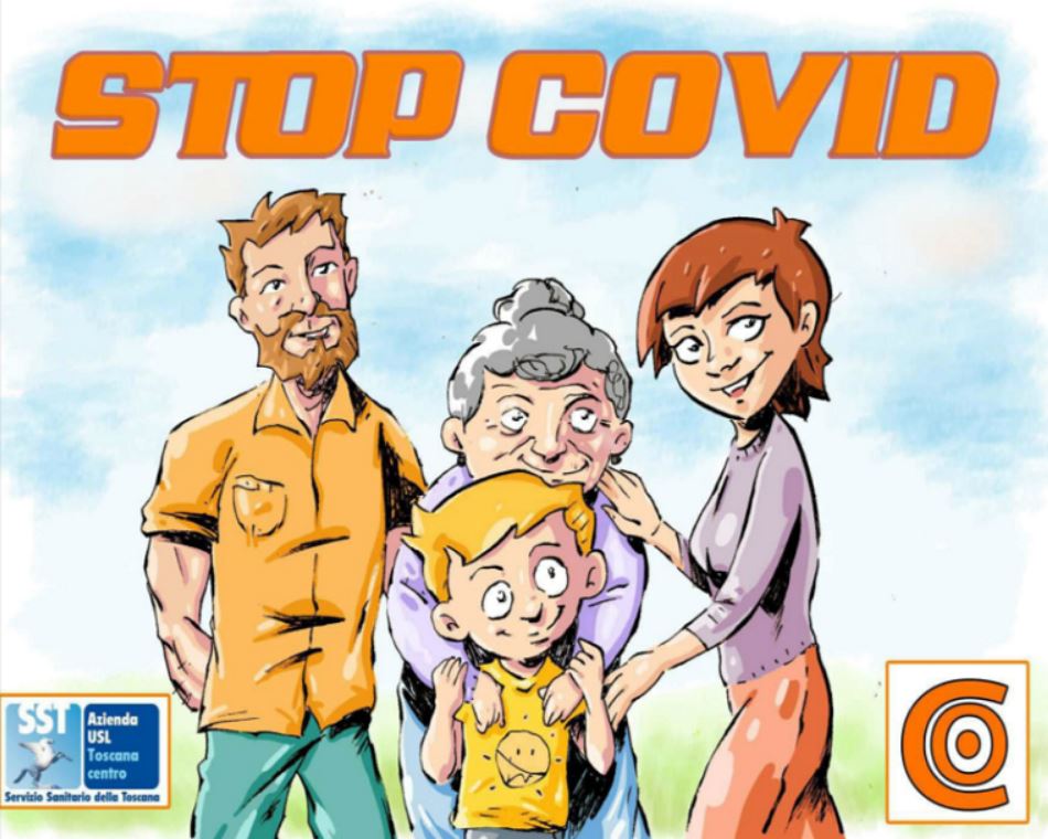 Copertina fumetto 'stop covid'