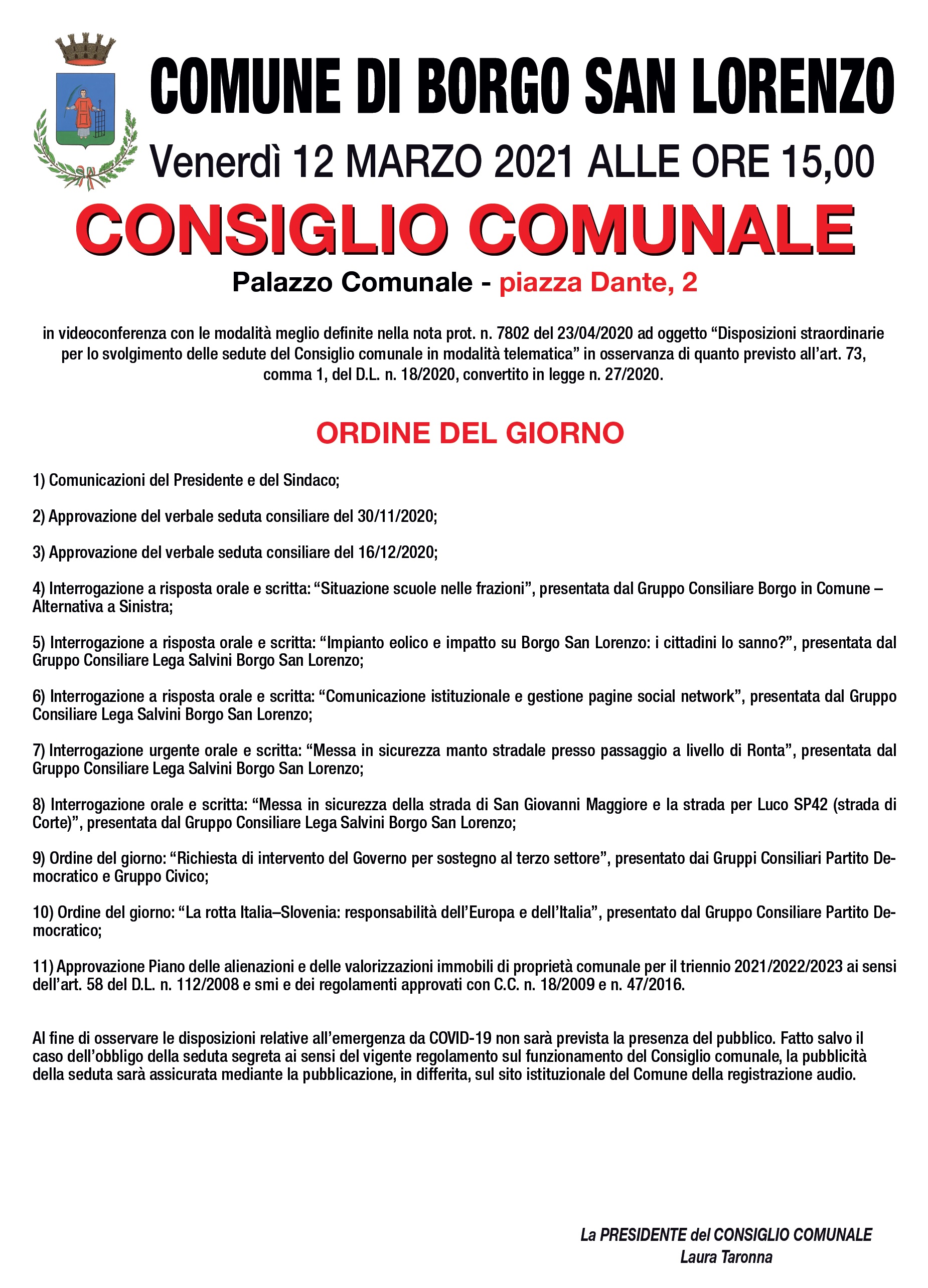 Convocazione Consiglio