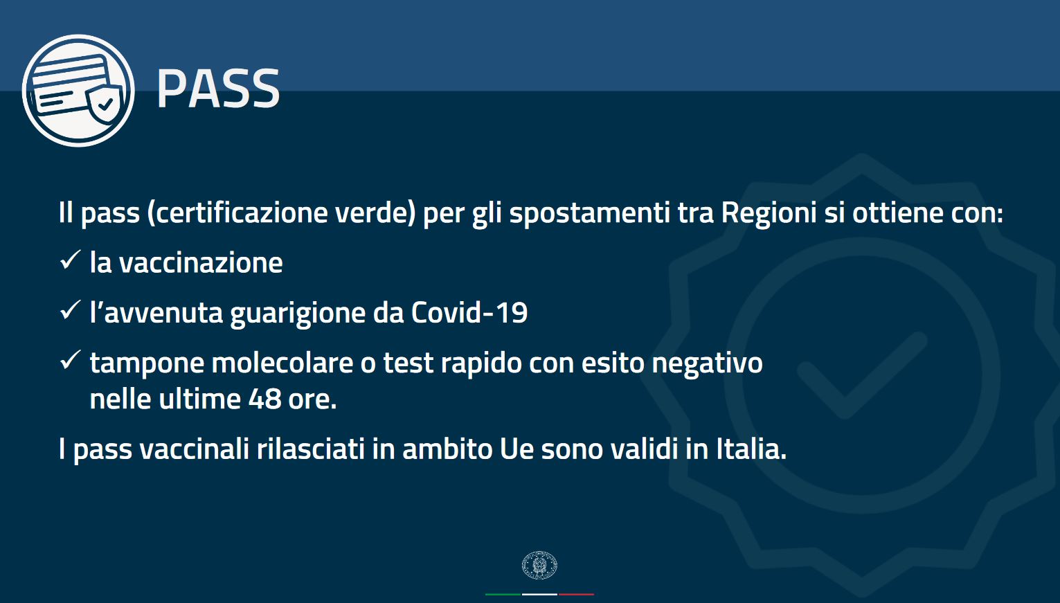 Slide del Governo sulla cerrtificazione 'verde'