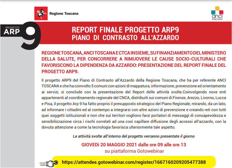 Gioco d'azzardo in Toscana, report finale del progetto Arp 9