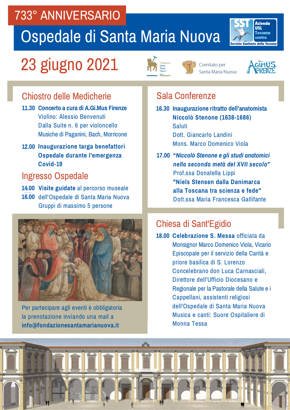 Anniversario Ospedale di Santa Maria Nuova, programma 