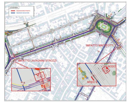 Planimetria lavori viale Matteotti e viale Lavagnini