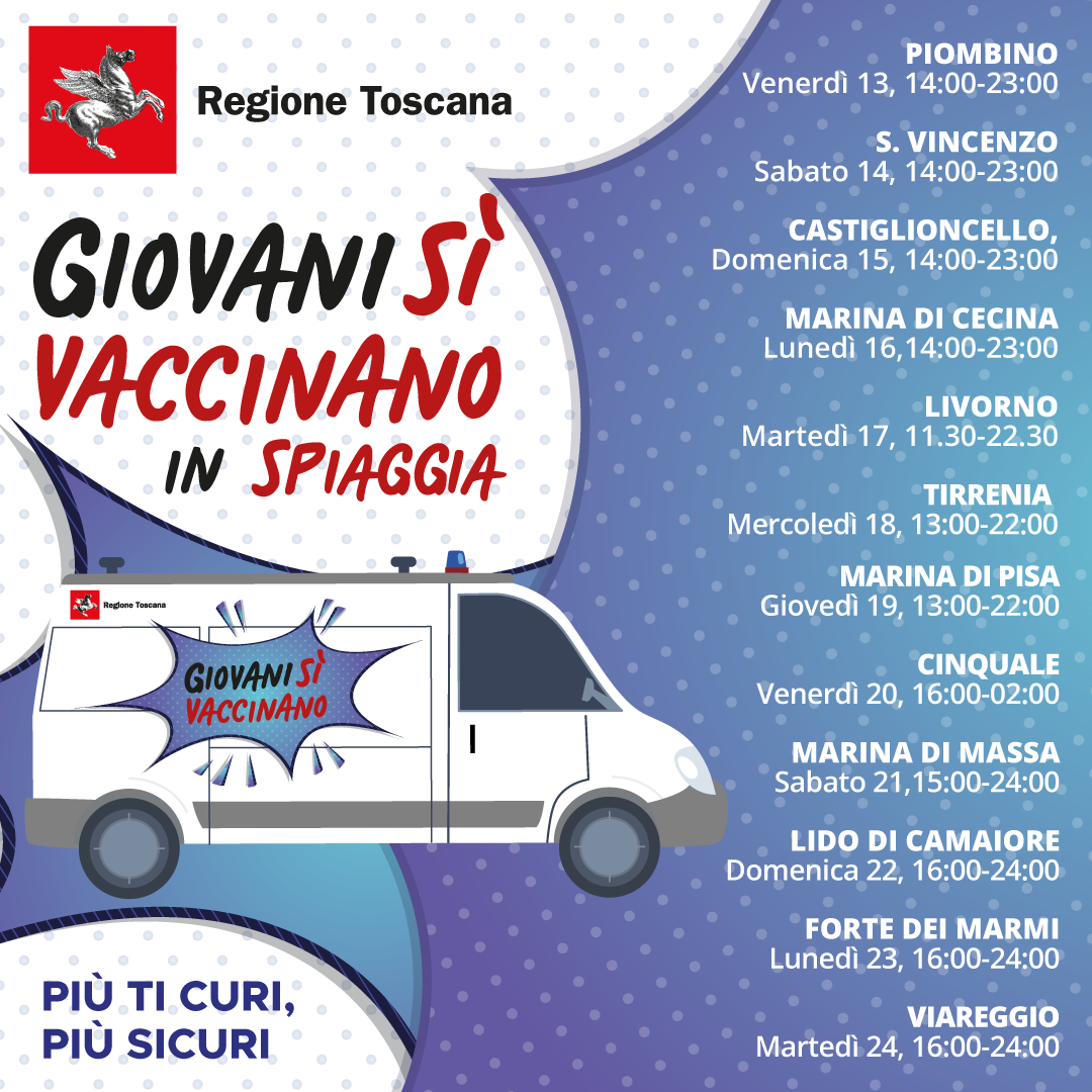 Locandina Vaccini Spiaggia (Fonte Regione Toscana) 